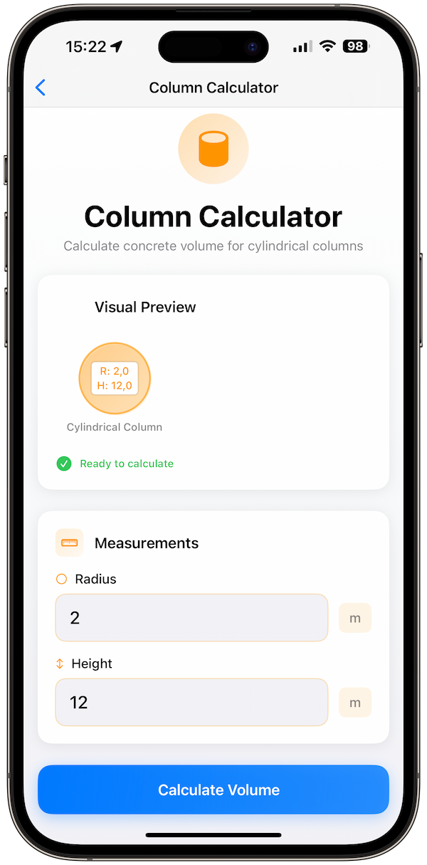 concrete-calculator screenshot 2